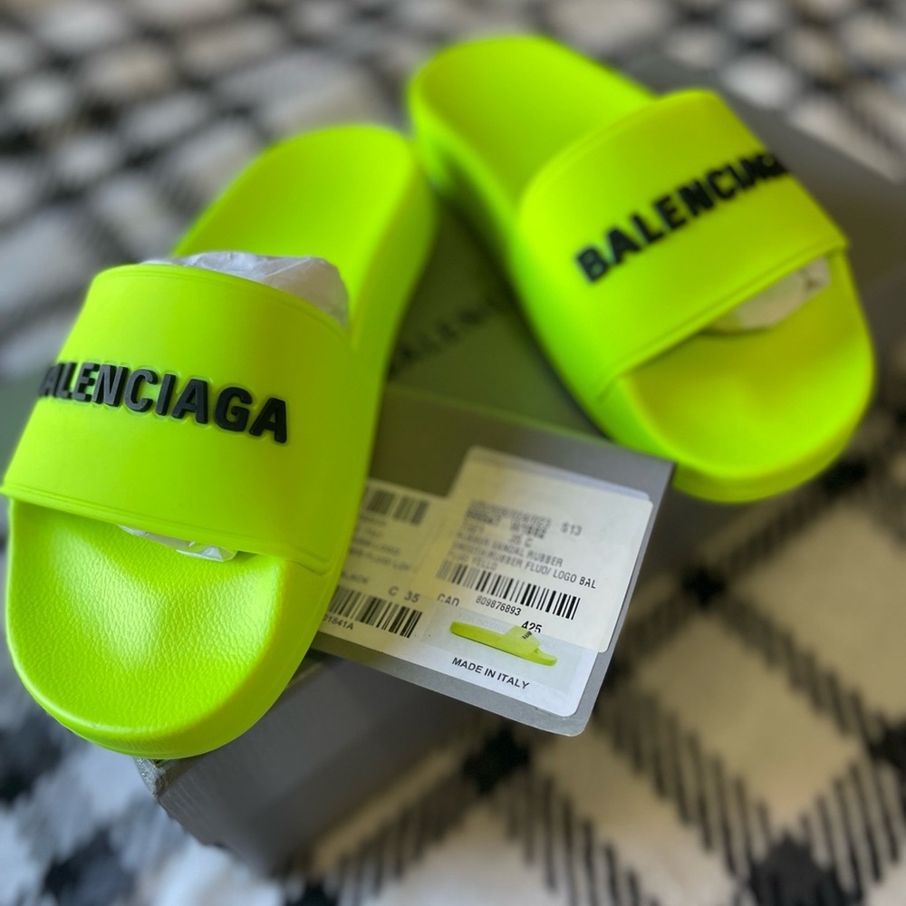 Balenciaga Kids Bright Yellow Slides